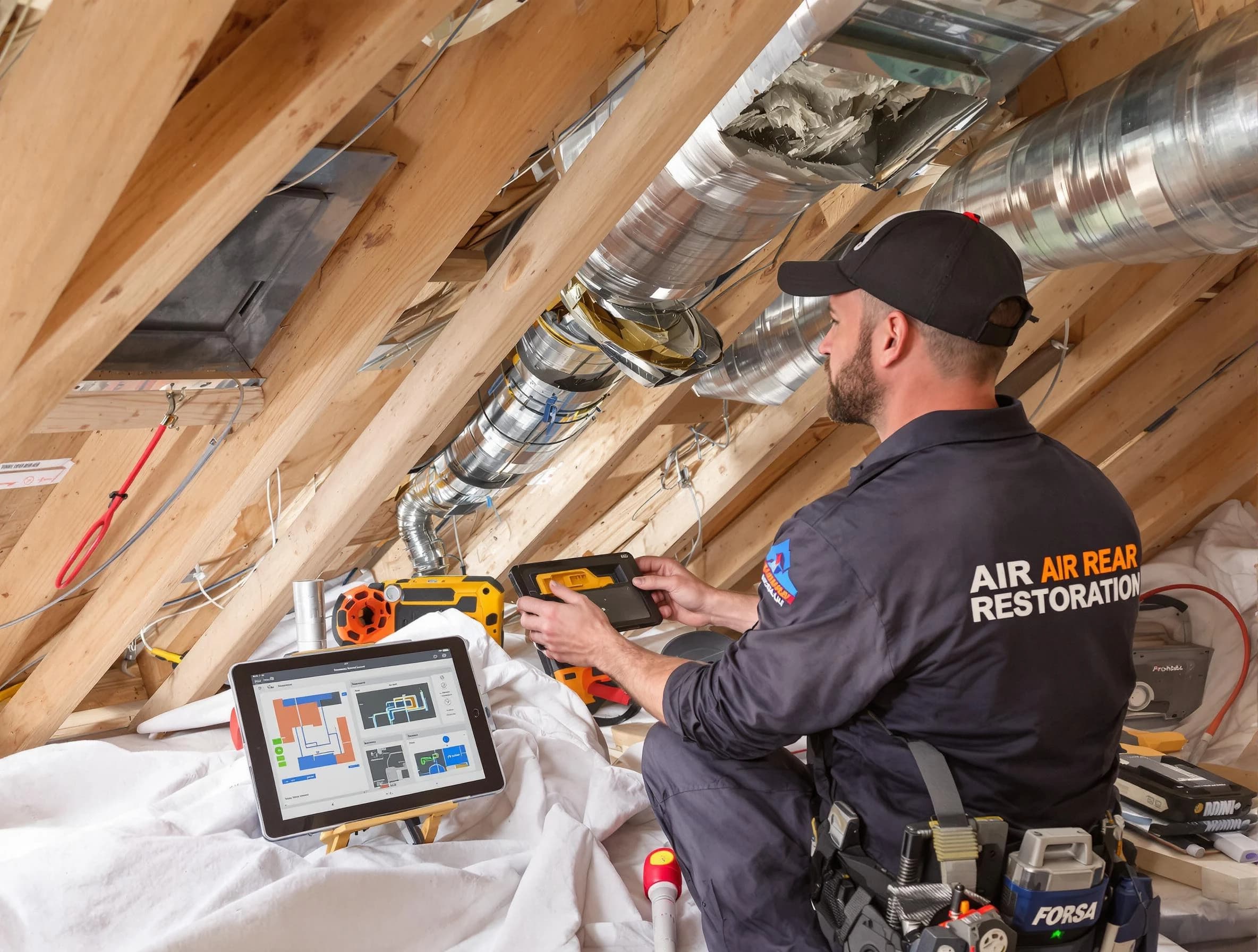 Sun City Air Duct Cleaning technician performing precise duct repair work in Sun City