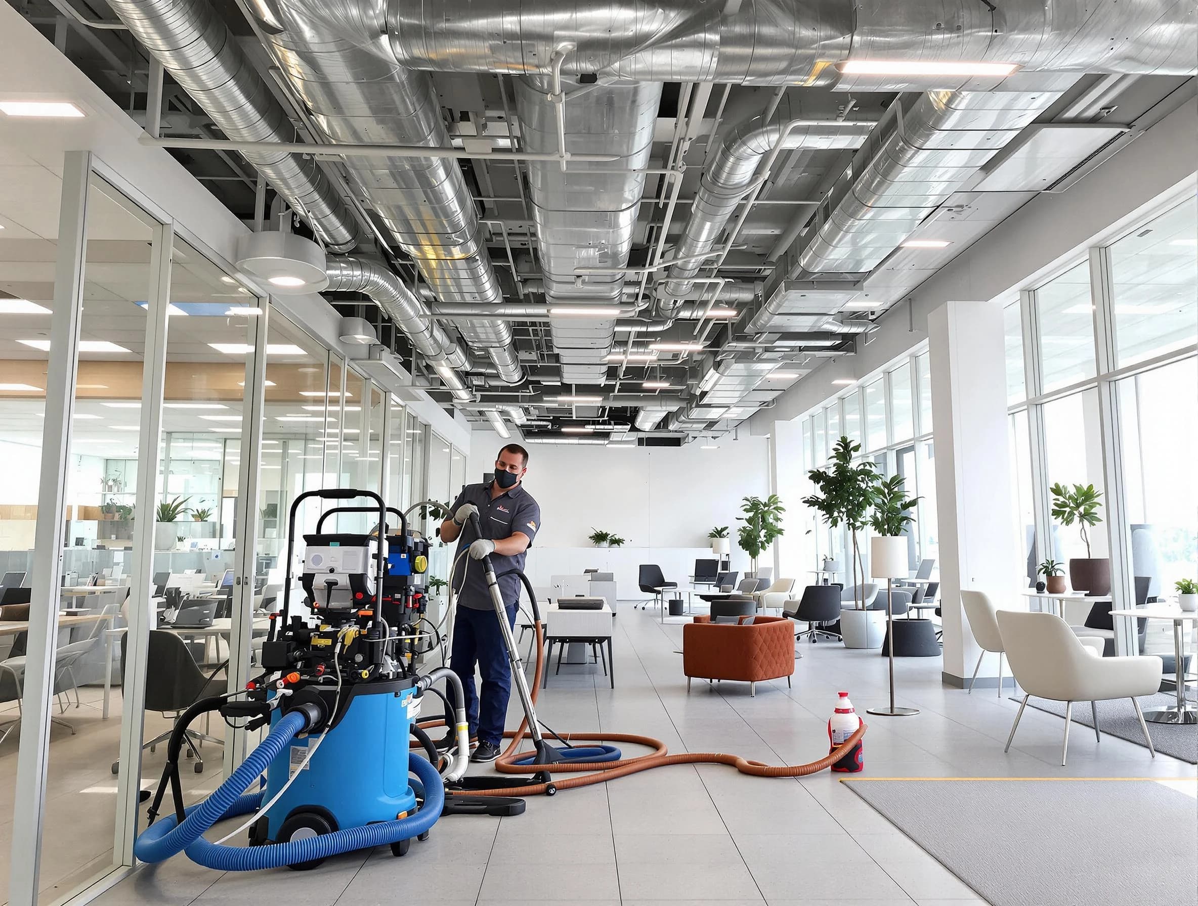 Sun City Air Duct Cleaning team conducting comprehensive commercial duct cleaning at a business location in Sun City