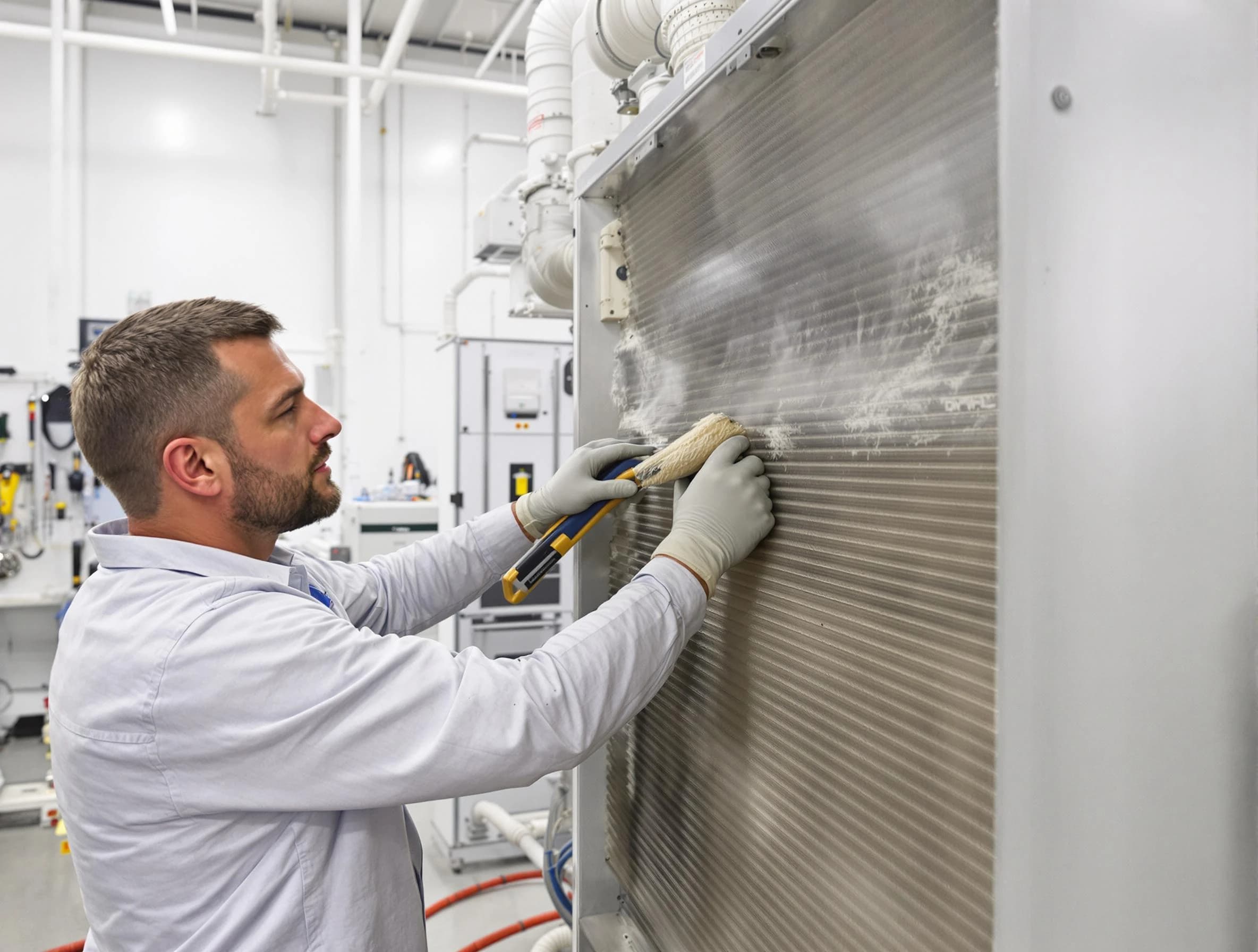 Sun City Air Duct Cleaning technician performing precision commercial coil cleaning at a Sun City business