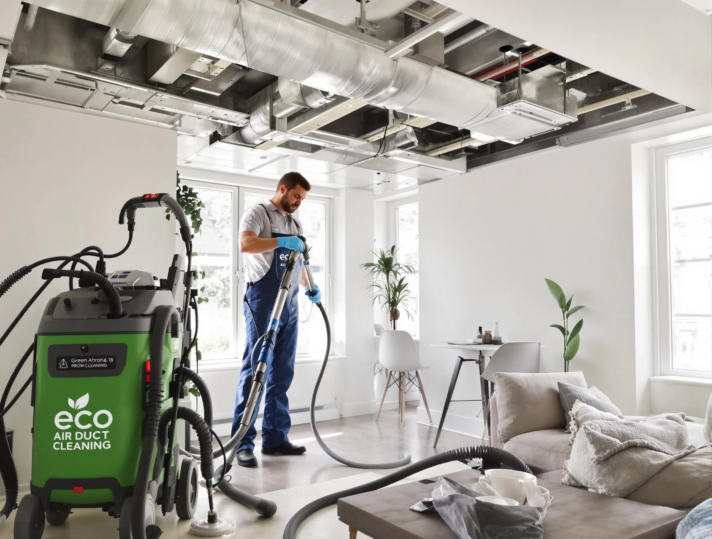 Sun City Air Duct Cleaning technician performing eco-friendly duct cleaning using sustainable methods in Sun City