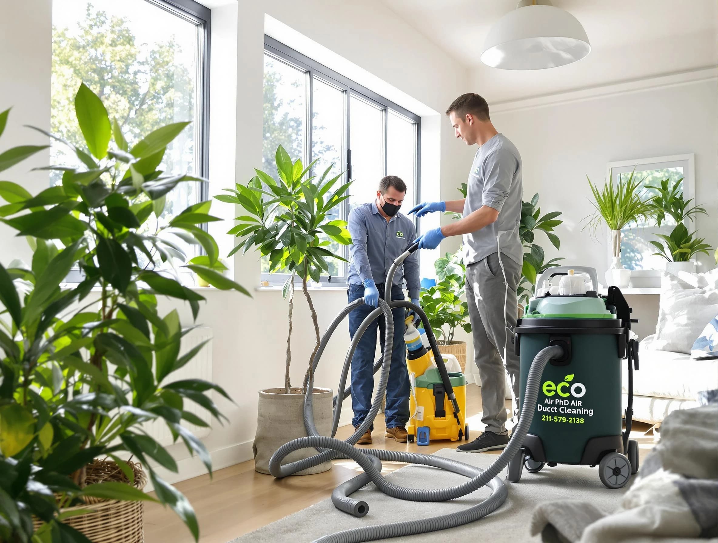 Sun City Air Duct Cleaning technician performing eco-friendly duct cleaning using sustainable methods in Sun City