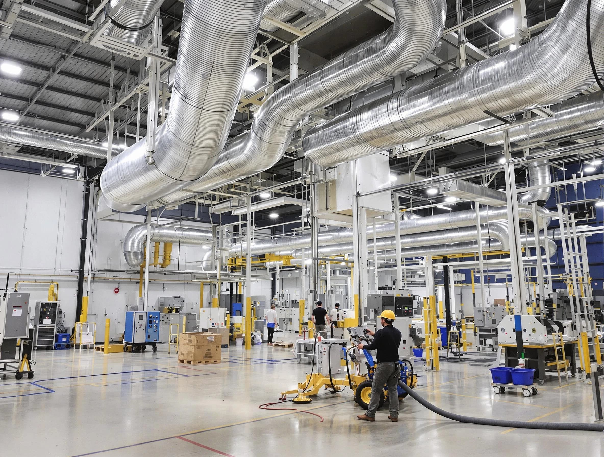 Sun City Air Duct Cleaning team performing comprehensive industrial duct cleaning at a large facility in Sun City