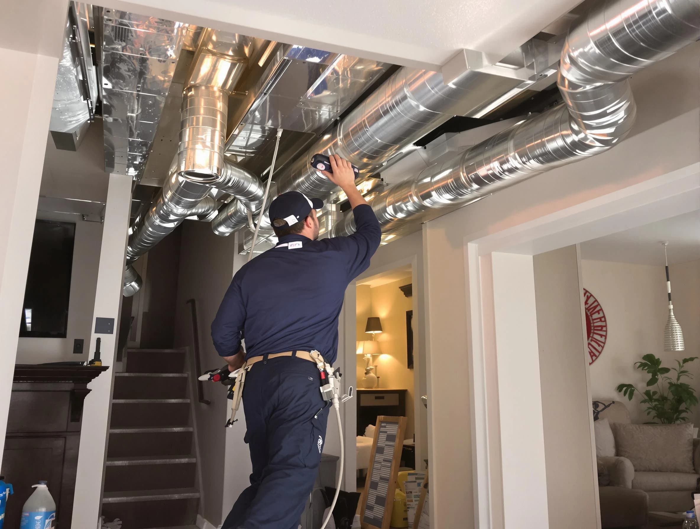 Sun City Air Duct Cleaning expert performing specialized duct cleaning in a mobile home in Sun City