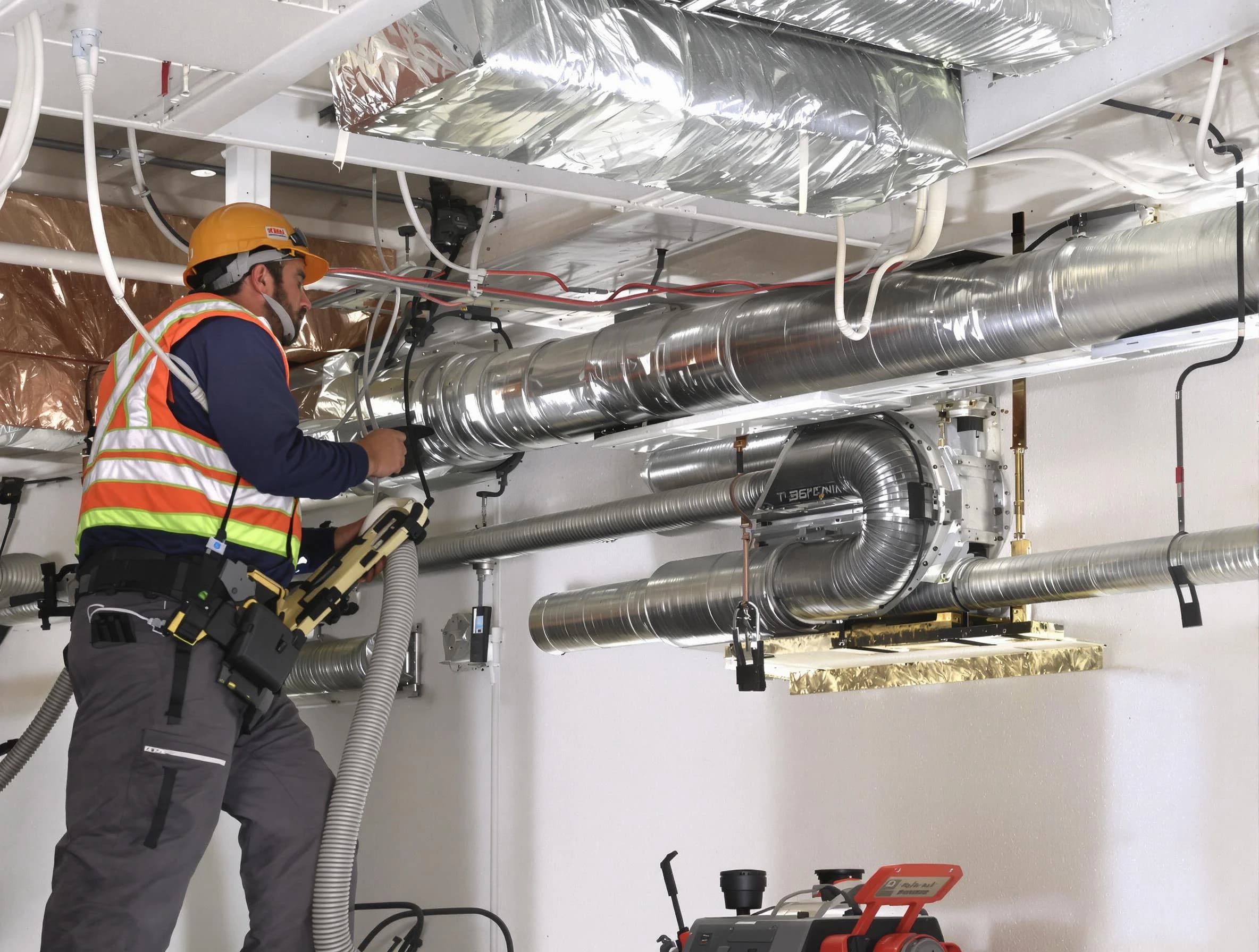 Sun City Air Duct Cleaning technician performing precision vacuum insulation removal in a residential property in Sun City